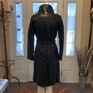 Leather knee length coat by Danier